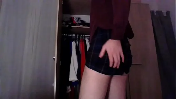 Nejlepší Cross dresser back from office in a sexy tartan secretary skirt and cute silky shirt teasing and masturbating výkonová videa